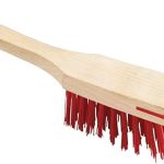Shoe Cleannig Brush with Scraper for Push Ride-On Plastic Bristles Long Wooden Handle Dirt Remover Brush