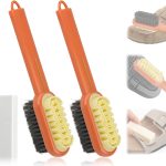 3PCS Suede Shoe Cleaner Kit, 2-in-1 Suede Brush and Eraser Set with Long Handle, Rubber Shoe Brush for Suede & Nubuck, Professional Boot Cleaning Brush for Shoes, Sandals and Clogs