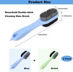 Cleaning Shoe Brushes Double-Sided Shoe Brush for Cleaning Soft bristled Silicone Brush Shoe Cleaner Brush Shoe Scrubbing Brush Multifunctional Long Handle Shoe Brush Scrub-2 Pack - Image 2