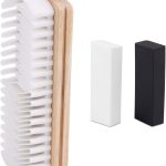 Suede Shoe Brush and 2 Eraser, Suede Rubber Shoe Cleaner with Wooden Handle Cleaning Brush for Nubuck Boots Bags Jackets Purse Leather