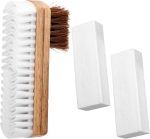 Suede Shoe Brush and Eraser Kit, 2-in-1 Suede Cleaning Brush with 2 Erasers Practical Shoes Cleaning Tools for Nubuck Boots Bags Sofa Purses