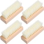 4Pcs Shoe Cleaning Brush Set: Sturdy Wood Handle Soft Nylon Bristle Scrubbers, 3.7 Inch Portable Dirt Remover for Sneakers, Suede & Leather Boots