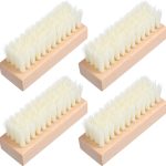 4Pcs Shoe Cleaning Brush Set: Sturdy Wood Handle Soft Nylon Bristle Scrubbers, 3.7 Inch Portable Dirt Remover for Sneakers, Suede & Leather Boots