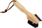 Shoe Sole Brush - Wild Boar Bristle, Oiled Beechwood and Stainless Steel Design, 3 Ways to Clean, Made in Germany - Stiff Bristle Boot Brush