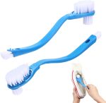 2 Pack Shoes Cleaning Brushes, Double Sided Shoe Sole Cleaner 10in Long Handle Shoe Wash Cleaner Large Boot Scrubber Insider Cleaner Tool Kits, Blue