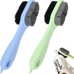 Cleaning Shoe Brushes Double-Sided Shoe Brush for Cleaning Soft bristled Silicone Brush Shoe Cleaner Brush Shoe Scrubbing Brush Multifunctional Long Handle Shoe Brush Scrub-2 Pack