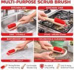 Shoe Cleannig Brush with Scraper for Push Ride-On Plastic Bristles Long Wooden Handle Dirt Remover Brush - Image 2