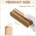 Shoe Cleaning Brush 6"x2" Beech Wood Pig Bristle Boot Polish Brushes for Leather Shoes Boots Cloth Cleaner, Gray Brown Wood - Image 2