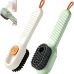 2Pack Multifunctional Laundry Brushes, Cleaning Brush with Soap Dispenser,Shoe Brushes for Cleaning (Green and White)