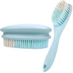 2 Pack Soft Bristle Cleaning Scrub Brush Laundry Brush Scrubber Brush for Clothes, Carpet and Fabric Stain Removal, Scrubbing Brush with Ergonomic Handle (Blue)