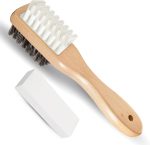 Suede Brush and Eraser, Suede Shoe Cleaner with Crepe & Brass Bristle Brush and Suede Eraser, Safe Effectively Solves Stubborn Stains on Sneaker Leather, Suede, Nubuck Care