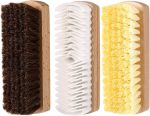 3pcs Shoe Shine Brush Cleaner Kit, Horsehair & Soft Bristle & Suede Shoe Scrubber Brush Eraser Professional Cleaning Tool for Suede Nubuck Crepe Shoes Polishing Restoration