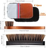 4 Pcs Horsehair Shine Shoes Brush Kit Polish Dauber Applicators Cleaning Leather Shoes Boots Care Brushes Suede Cleaner Brush with Microfiber Shoe Gloves(4 Pcs ) - Image 2