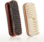 Horsehair Brush & Suede Shoe Brush,Soft Bristles Shoe Cleaning Brush for Polishing Leather, Portable Horse Hair Shine Brush for Boots Handbags Coats Sofa Furniture(2 PCS)
