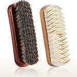 Horsehair Brush & Suede Shoe Brush,Soft Bristles Shoe Cleaning Brush for Polishing Leather, Portable Horse Hair Shine Brush for Boots Handbags Coats Sofa Furniture(2 PCS)