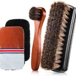 4 Pcs Horsehair Shine Shoes Brush Kit Polish Dauber Applicators Cleaning Leather Shoes Boots Care Brushes Suede Cleaner Brush with Microfiber Shoe Gloves(4 Pcs )