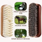 Horsehair Brush & Suede Shoe Brush,Soft Bristles Shoe Cleaning Brush for Polishing Leather, Portable Horse Hair Shine Brush for Boots Handbags Coats Sofa Furniture(2 PCS) - Image 2