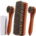 4-Piece Horsehair Shoe Brush Shine Kit, Shoe Polish Kit, Leather Shoes Boot Cleaning Brush Care Clean Dauber Applicators