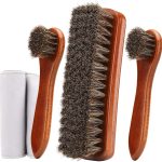 4-Piece Horsehair Shoe Brush Shine Kit, Shoe Polish Kit, Leather Shoes Boot Cleaning Brush Care Clean Dauber Applicators
